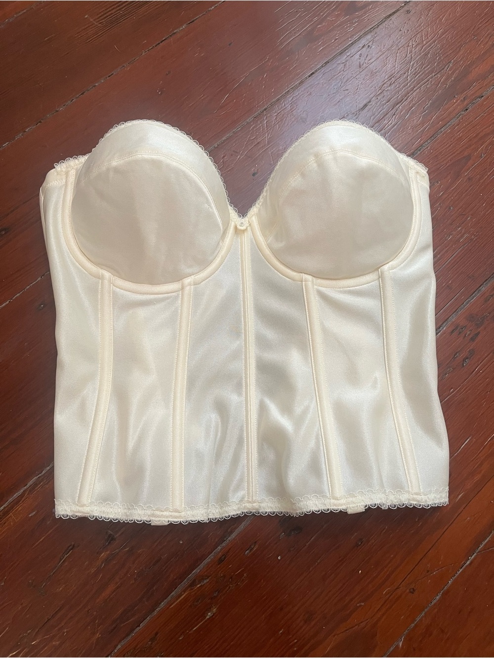 Vintage Strapless Longline Bustier Corset - Cream